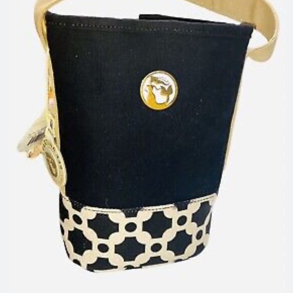 Spartina 449 Black and Tan Shoulder Bag with Geometric Design - Picture 1 of 9